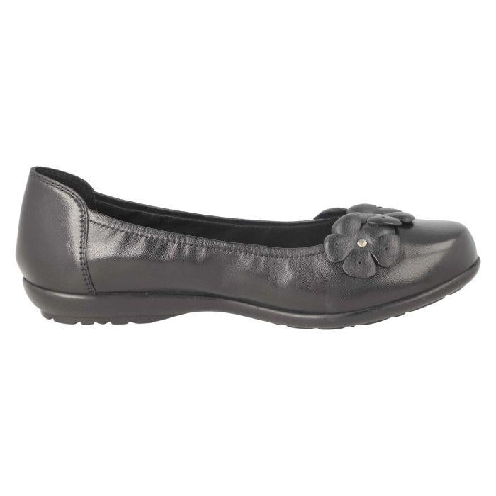 Women's Wide Fit DB Imani Ballet Pumps in Black Leather - Image 1