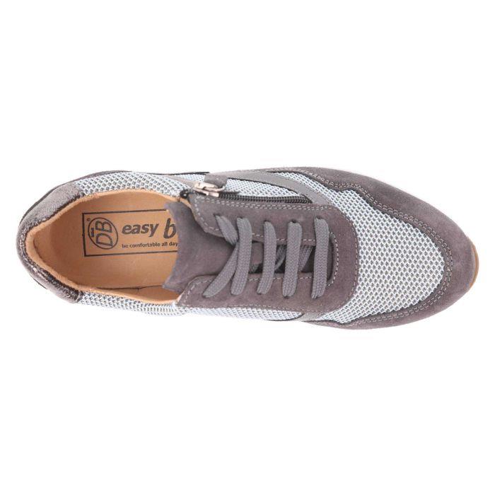 Women's Wide Fit DB Ava Lace Up Trainers in Black Leather / Gold Mesh - Image 15