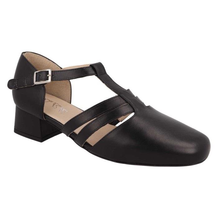 Women's Wide Fit DB Ruby Mid Heel Sandals in Black Leather - Image 3