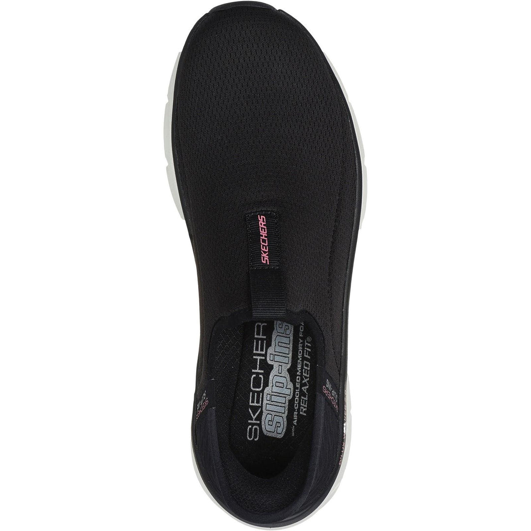 Women's Relaxed Fit Skechers 150099 Slip-ins Sport D'lux Walker 2.0 Happy Step Trainers in Black/Pink - Image 5