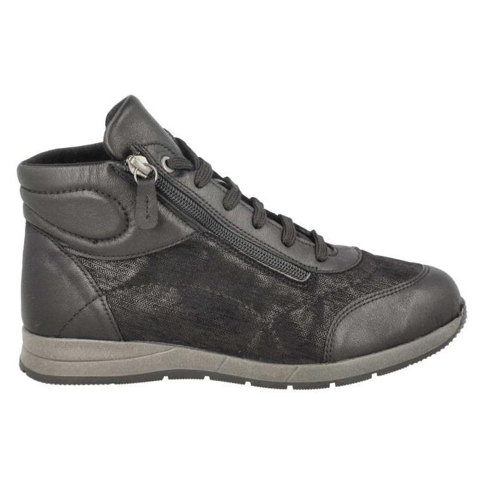 Women's Wide Fit DB Larkspur Boots in Black Leather / Stretch - Image 1
