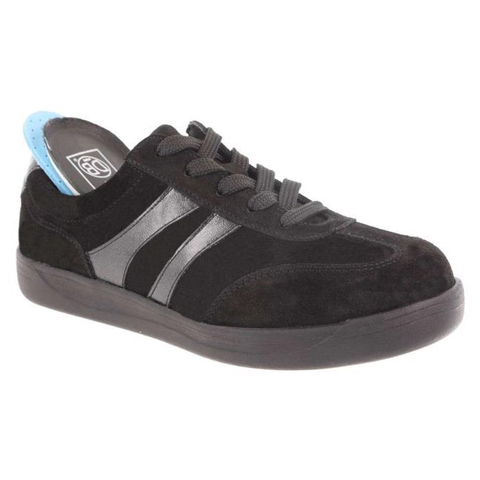 Women's Wide Fit DB Hannah Lace Up Trainers in Black Suede - Image 6