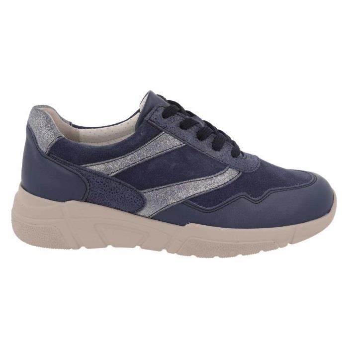 Women's Wide Fit DB Watercress Trainers in Navy Leather / Suede - Image 2