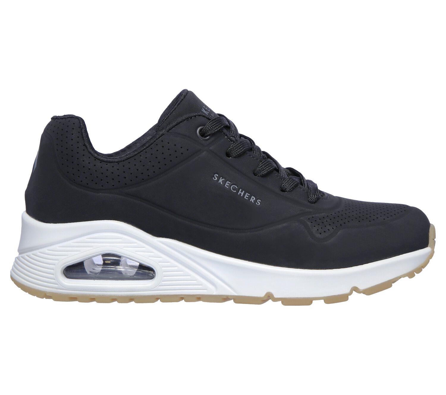 skechers uno stand on air black and white