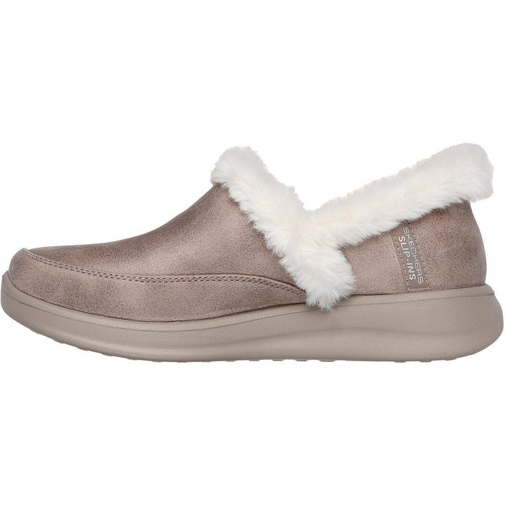 Women's Wide Fit Skechers 168114 Slip-ins Cozy Escape Slippers in Chestnut - Image 1