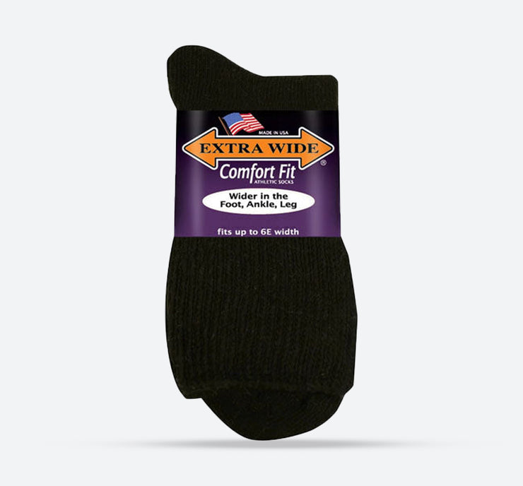Mens Extra Wide 8600 Comfort Fit Athletic Quarter Top Socks