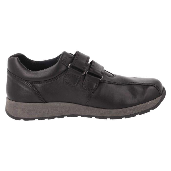 Men's Wide Fit DB Wayne Trainers in Black Leather - Image 1