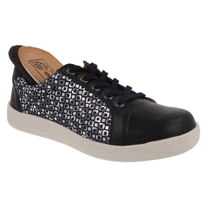 Women's Wide Fit DB Campion Shoes in Navy Leather / Textile - Image 6