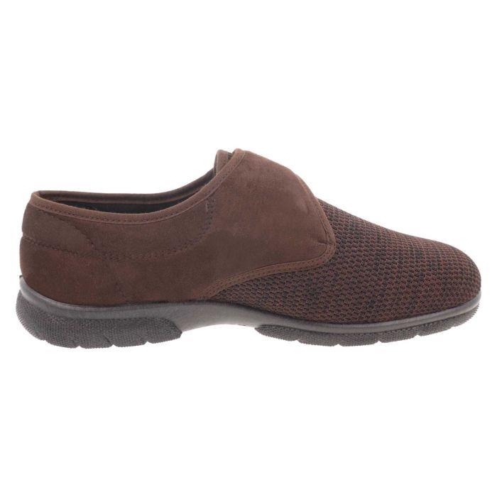 Men's Wide Fit DB Orson Velcro Slippers in Black Stretch / Black Suedette - Image 1