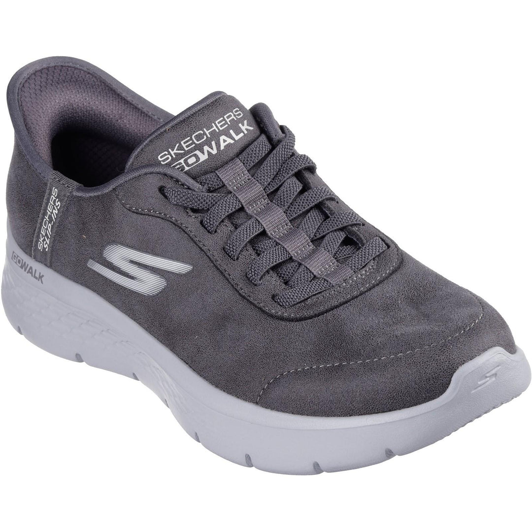Women's Wide Fit Skechers 124837 Slip-ins Go Walk Flex Mali Trainers in Black - Image 7