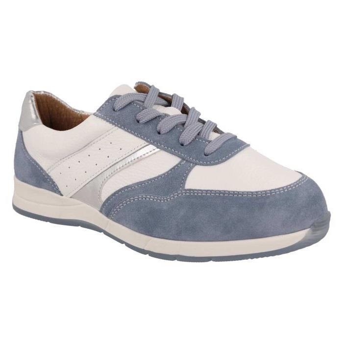 Women's Wide Fit DB Miriam Trainers in Blue Suede / White Leather - Image 1
