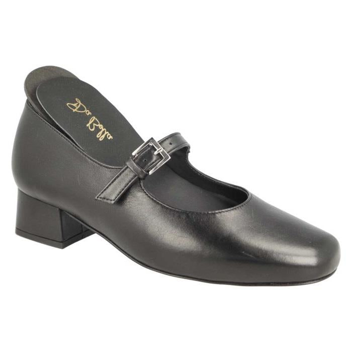 Women's Wide Fit DB Sirius Court Shoes in Black Leather - Image 1