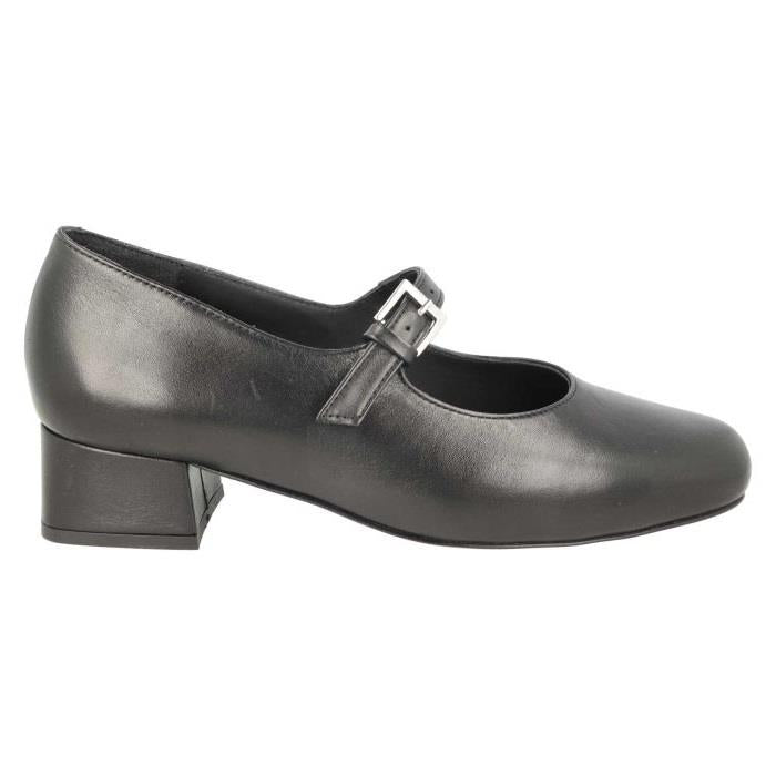 Women's Wide Fit DB Sirius Court Shoes in Black Leather - Image 2