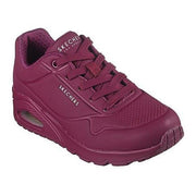 Women's Wide Fit Skechers 73690 Uno Stand On Air Sports Trainers - Plum