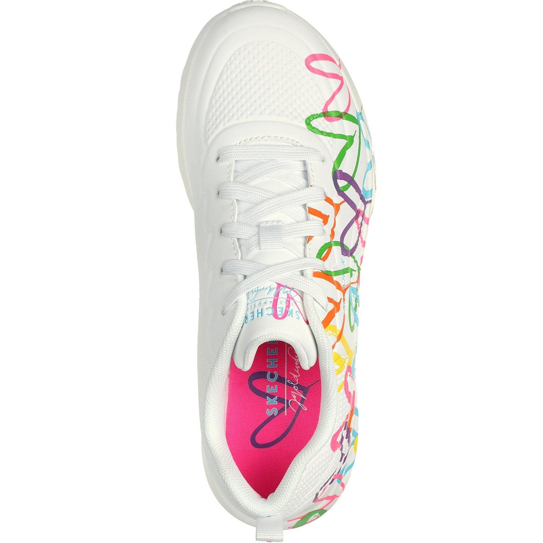 Women's Wide Fit Skechers 177977 Uno Lite Heart Of Hearts Trainers in Black/Multi - Image 9