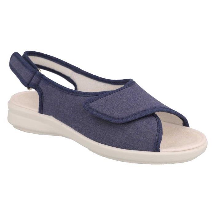 Women's Wide Fit DB Lobelia Sandals in Denim Blue Canvas - Image 3