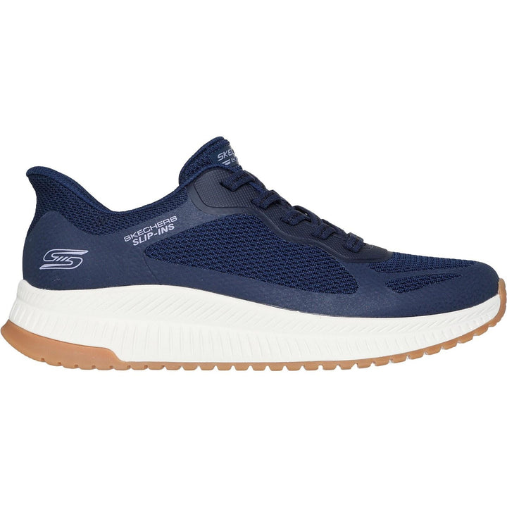 Women's Wide Fit Skechers 117624 Slip-ins Bobs Squad 4 Staple Look Trainers in Navy - Image 1