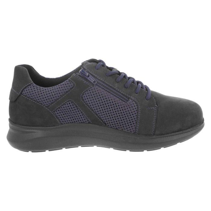 Men's Wide Fit DB Samuel Zip/Lace Up Trainers in Black Leather / Black Mesh - Image 1