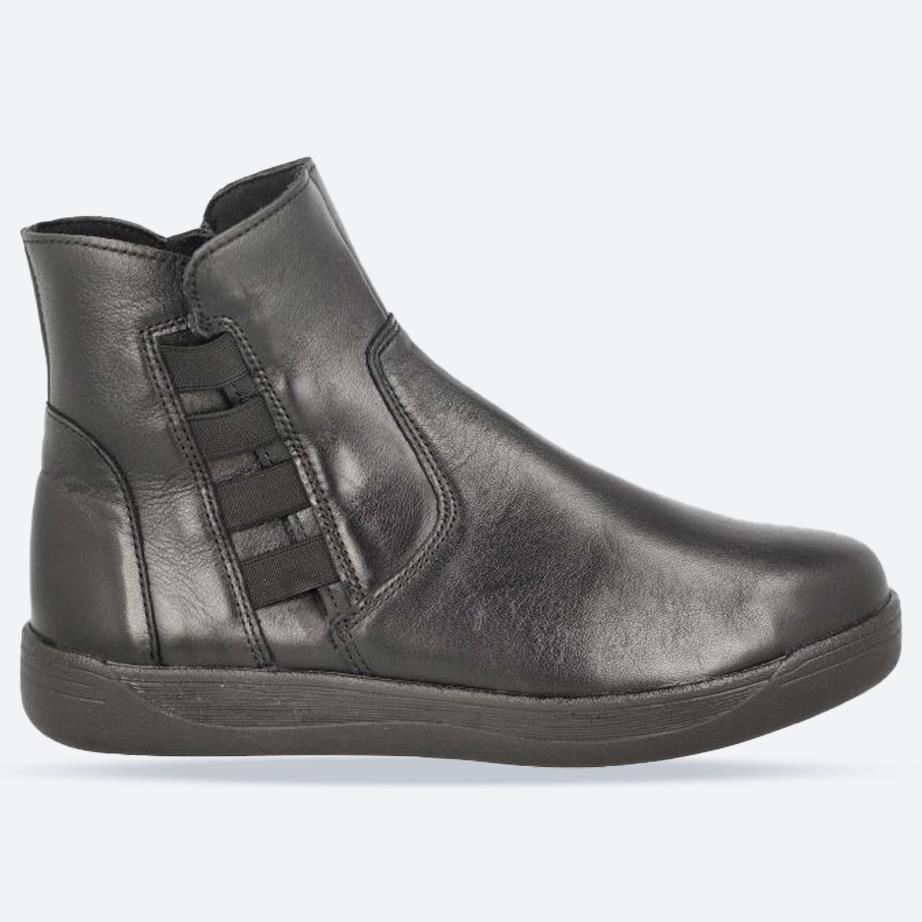 Women's Wide Fit DB Delphine Boots in Black Leather - Image 1