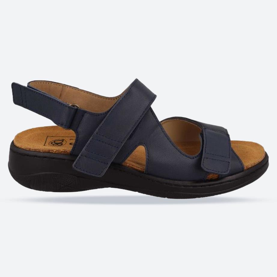 Women's Wide Fit DB Mallow Sandals in Navy Leather - Image 1