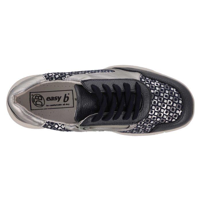 Women's Wide Fit DB Lauren Trainers in Navy / Silver / Leather / Multi - Image 5