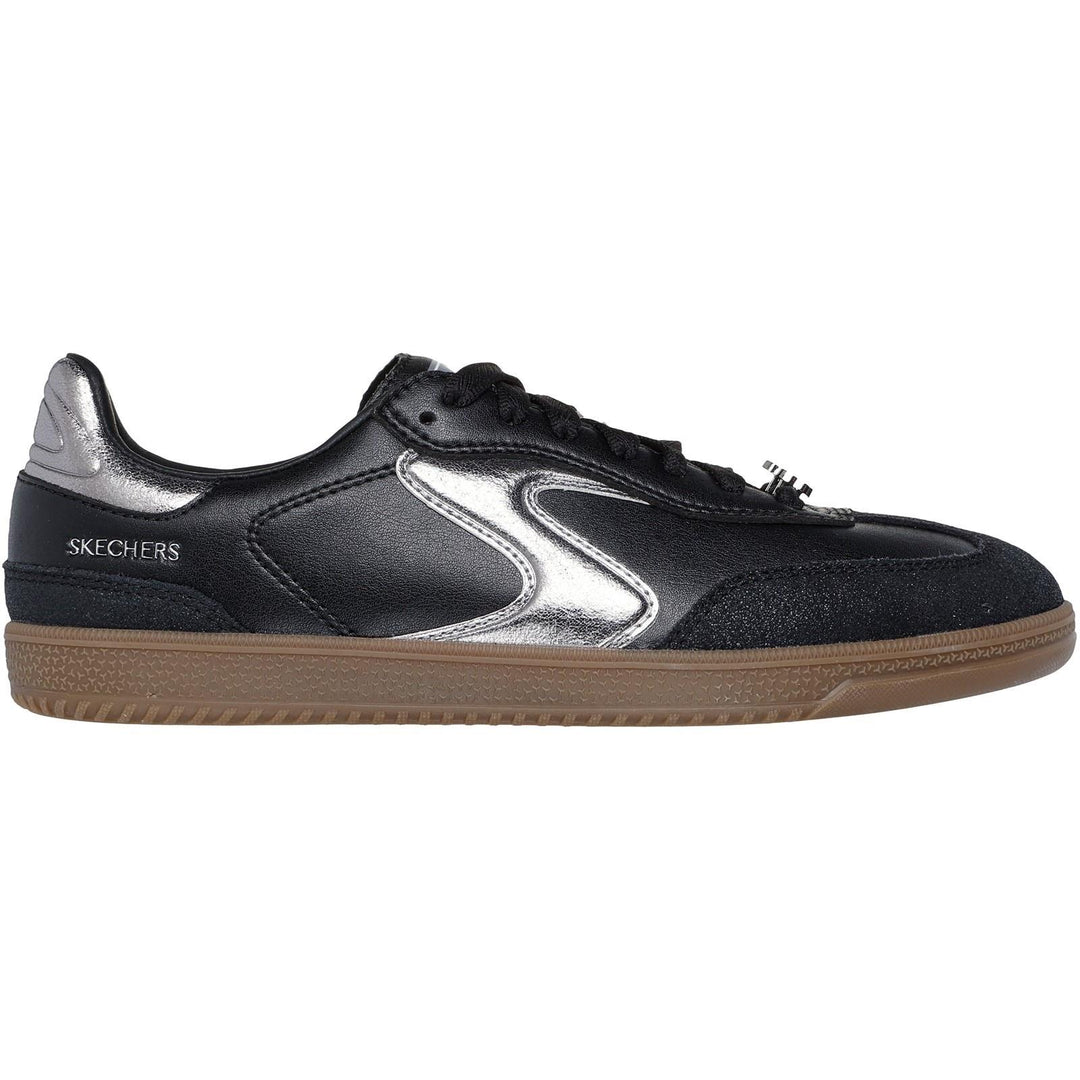 Women's Wide Fit Skechers 185236 Hotshot Cool Glow Trainers in Black/Silver - Image 2