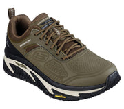 Men's Wide Fit Skechers 237333 Relaxed Fit Road Walker Recon Good Year Trainers - Olive/Black