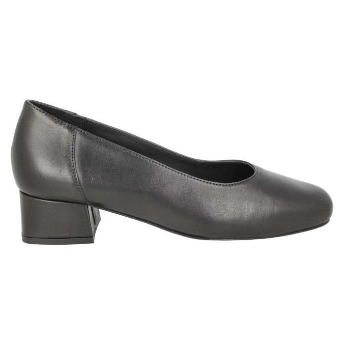 Women's Wide Fit DB Hyperion Heel Court Shoes in Black Leather - Image 1