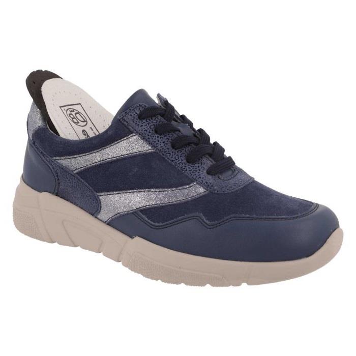 Women's Wide Fit DB Watercress Trainers in Navy Leather / Suede - Image 1