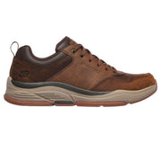 Men's Wide Relaxed Fit Skechers 66204 Benago Street Wear Treno Walking Trainers - Dark Brown