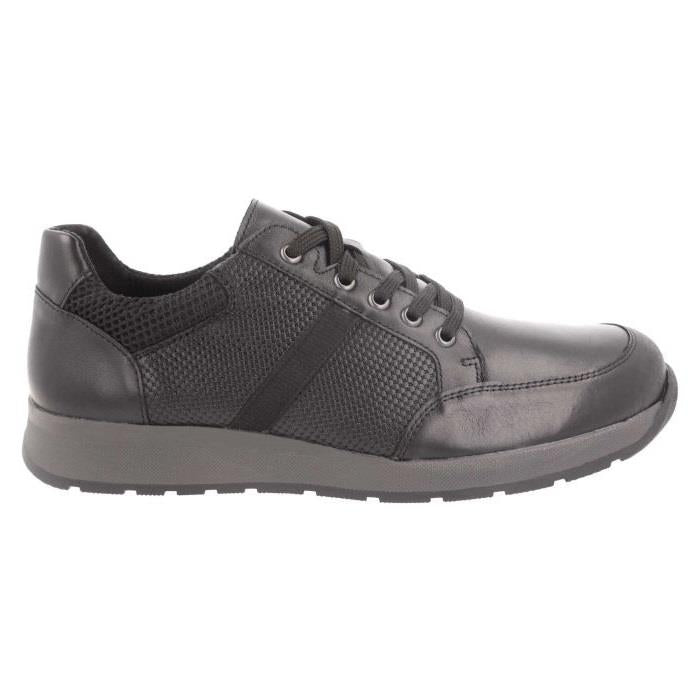 Men's Wide Fit DB Jerome Trainers in Black Leather - Image 1