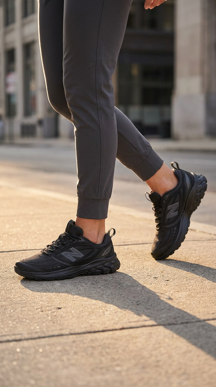 Womens Wide Fit New Balance M410 Fresh Foam Trail Trainers in Black - Image 1