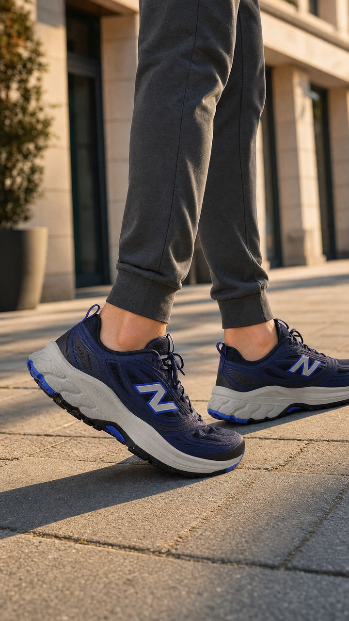 Womens Wide Fit New Balance M410 Fresh Foam Trail Trainers in Black - Image 1