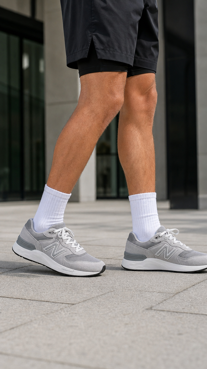 Men's Wide Fit New Balance M8806HE Walking/Running Trainers in Raincloud - Image 4