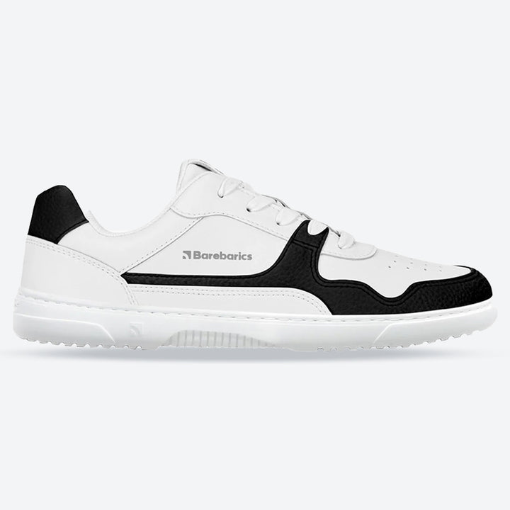 Men's Wide Fit Barefoot Barebarics Zing Walking/Running Trainers in White/Black - Image 1