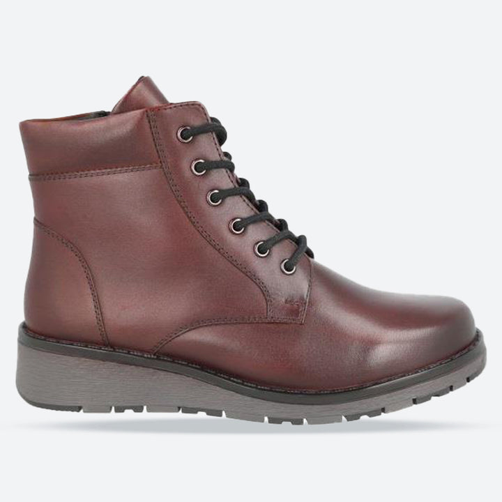 Womens Wide Fit Lace Up Boots by DB Shoes - Buckingham in Black Leather - Image 1