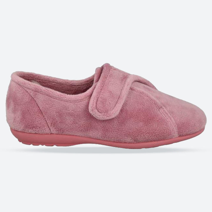 Women's Wide Fit DB Ivy Slippers in Black Velour - Image 1