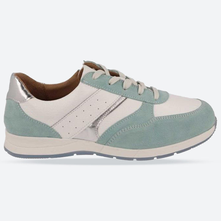 Women's Wide Fit DB Miriam Trainers in Blue Suede / White Leather - Image 1