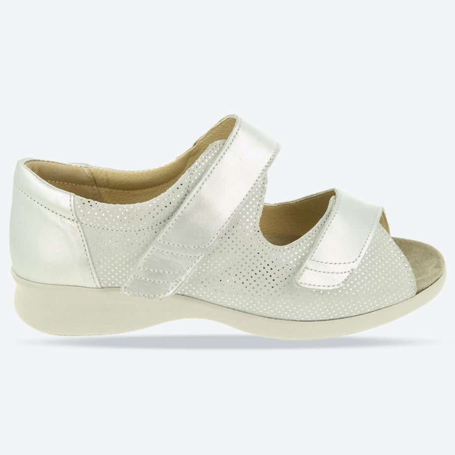 Womens Wide Fit DB Petra Sandals in Gold Lea / Suede - Image 6