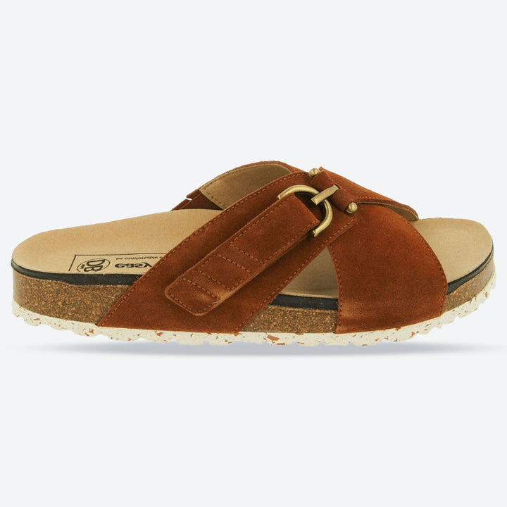 Womens Wide Fit DB Raja Sandals in Tan Suede - Image 1