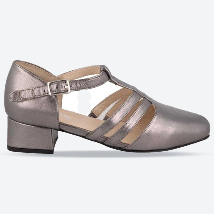 Women's Wide Fit DB Ruby Mid Heel Sandals in Black Leather - Image 1