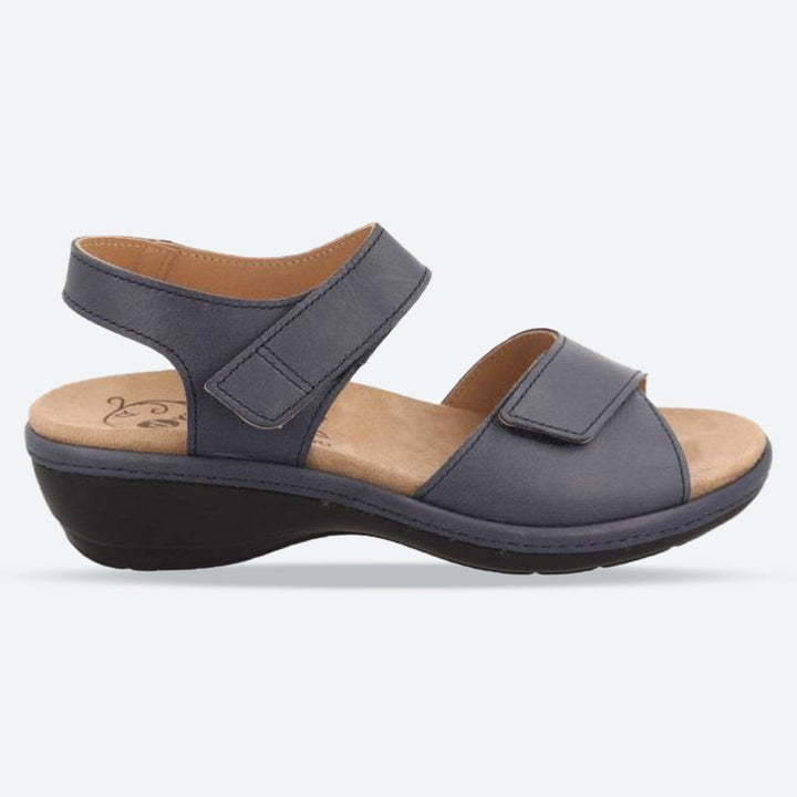Women's Wide Fit DB Saxifrage Sandals in Black Leather - Image 1