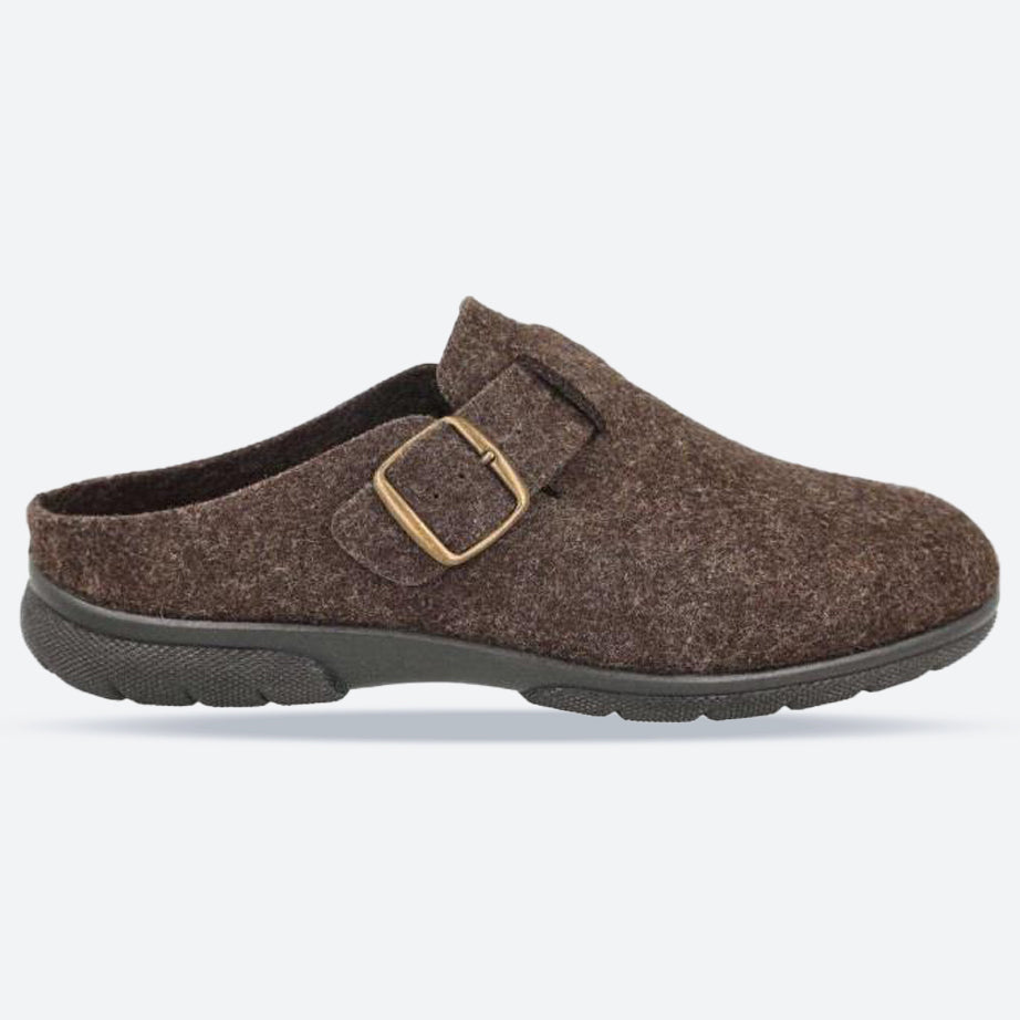 Men's Wide Fit DB Skyfall Mule Buckle Slippers in Navy Felt - Image 14