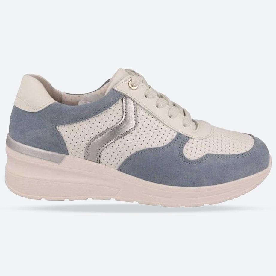 Women's Wide Fit DB Speedwell Trainers in White Leather / Black Suede - Image 6