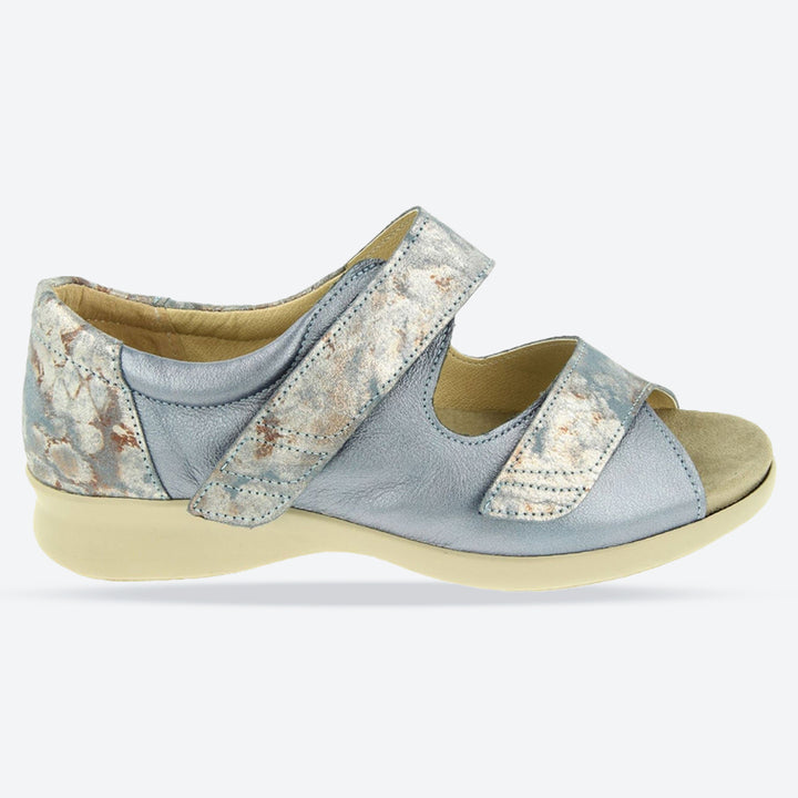 Womens Wide Fit DB Surf Sandals in Mottled Beige Suede/Lea - Image 1