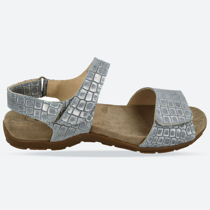 Womens Wide Fit DB Sussex Sandals in Black Patent Reptile - Image 1