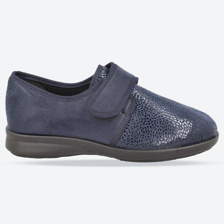 Women's Wide Fit DB Vanilla Shoes/Slipper in Black Stretch Textile - Image 1
