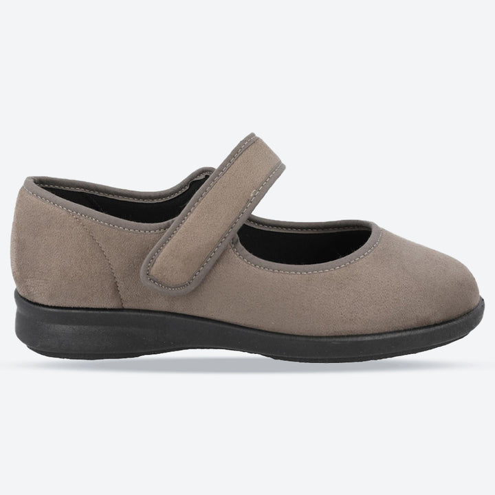 Women's Wide Fit DB Vole Shoes in Black Stretch Suedette - Image 1