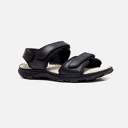 Mens Wide Fit James Leather Sandals by Tredd Well - Black
