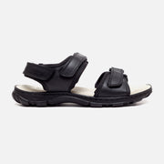 Mens Wide Fit James Leather Sandals by Tredd Well - Black